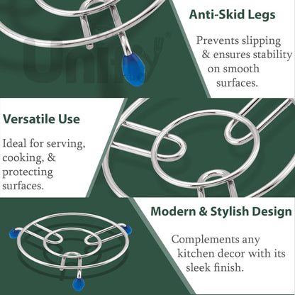 3-Piece Stainless Steel Trivet Set | Hot Pot Mat & Pan Stand | Kitchen & Dining Use (6,7,8 inch)