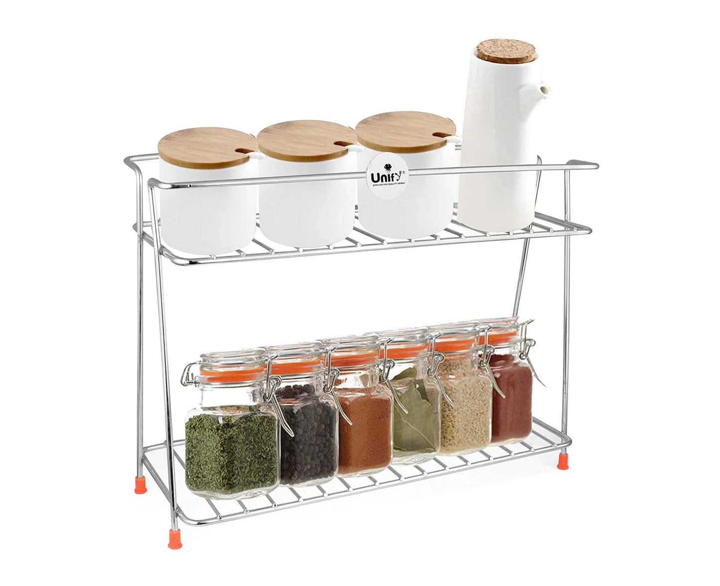 2 Tier Stainless Steel Kitchen Rack | Trolley Organizer & Storage Shelf Silver