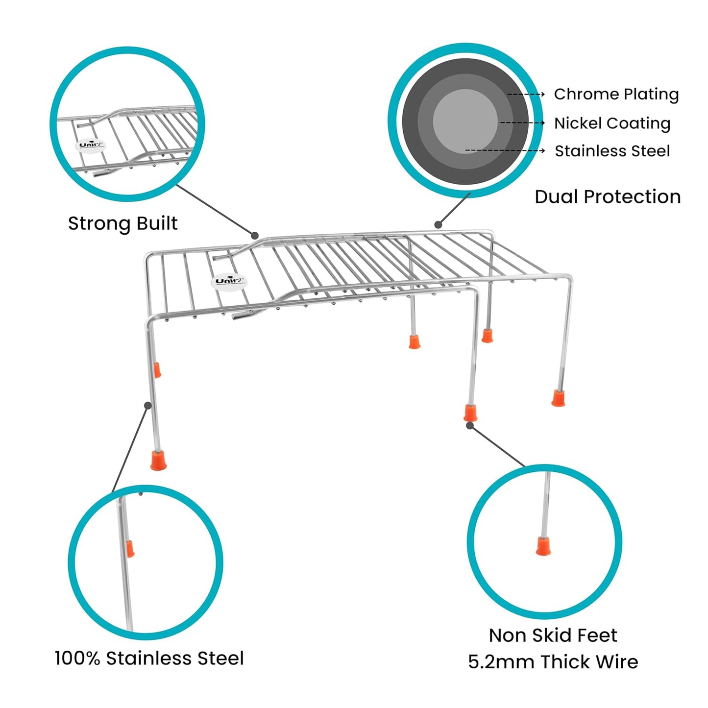 Stainless Steel Kitchen Dish Rack – Expandable Storage Shelves, Organizer & Accessories Rack, Extend Up to 580mm, Silver