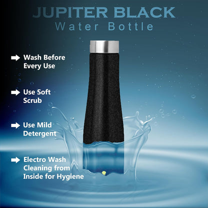 Stainless Steel Water Bottle 1 Litre | Leak-Proof Fridge Bottle for Home, Gym & Travel | 1000 ml, Black