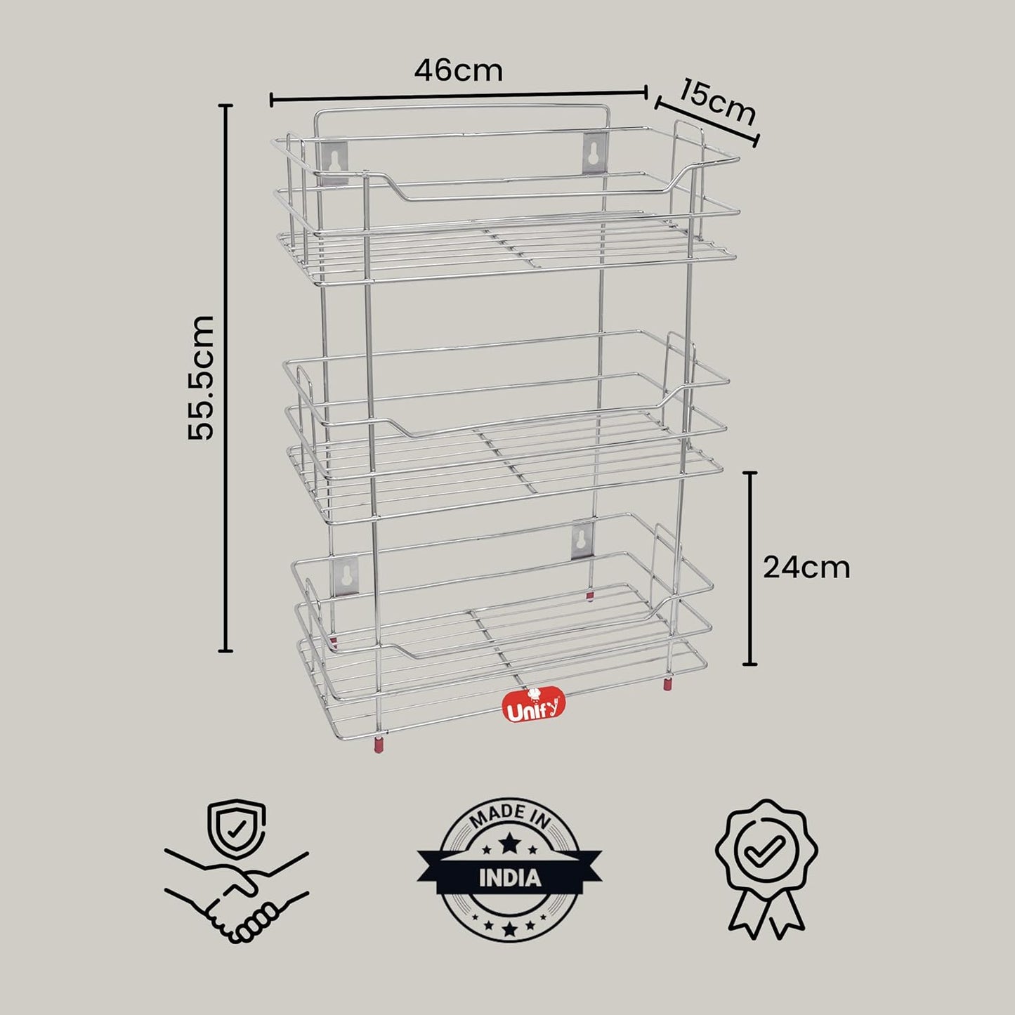 3 Tier Stainless Steel Kitchen Rack | Multipurpose Storage Shelf Silver