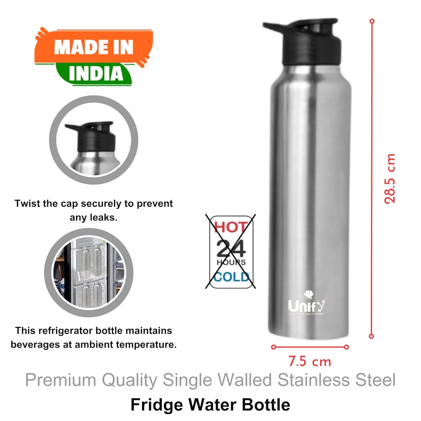3pc Stainless Steel Sipper Bottles | 1L Saturn Silver