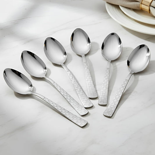 12 Pcs Stainless Steel Tea Spoon Set | 15.5 cm Dilare Small Spoons Silver