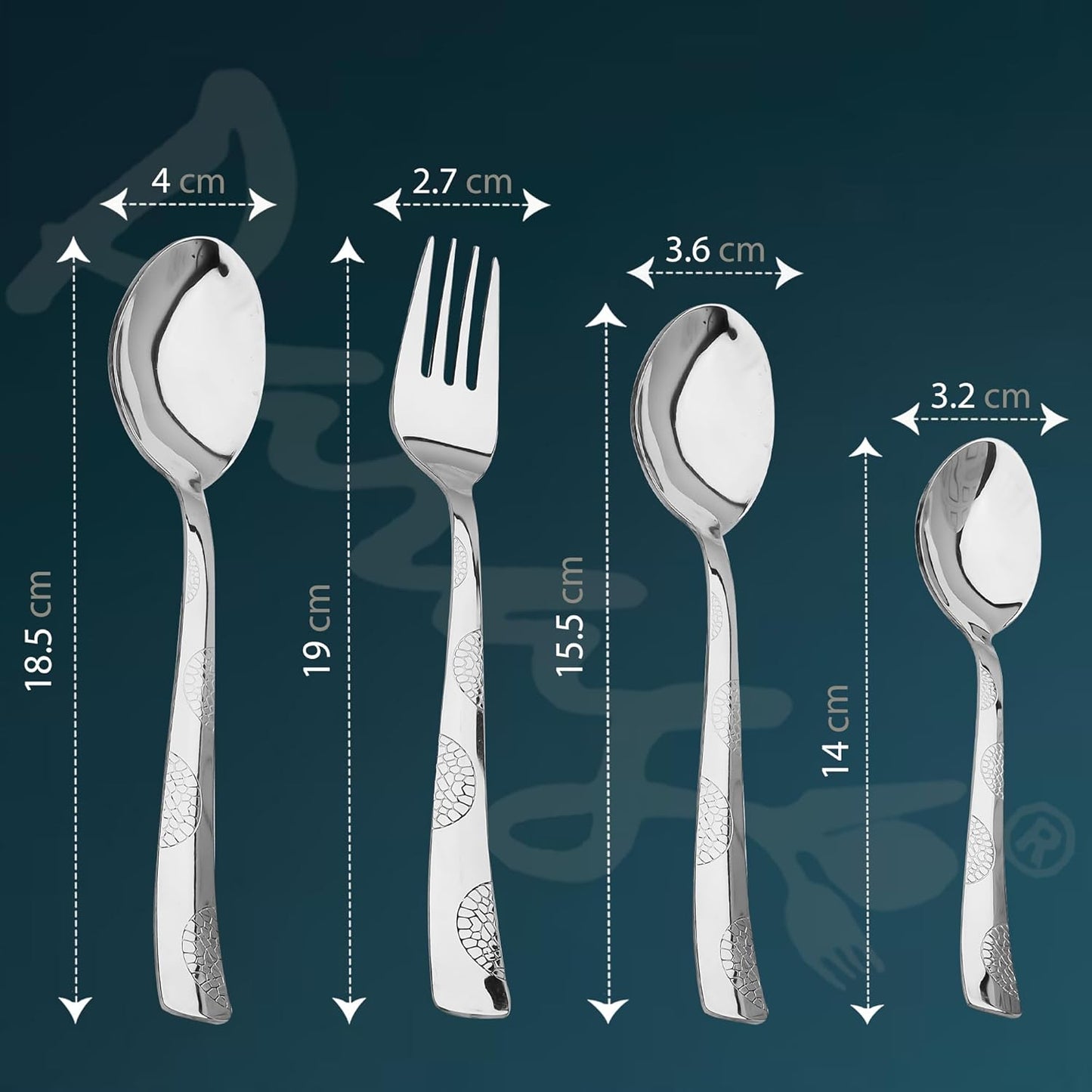 25 Pcs Moonpress Stainless Steel Cutlery Set | 6 Tea Spoons, 6 Table Spoons, 6 Forks, 6 Dinner Spoons | Stylish, Wooden Stand, Dining