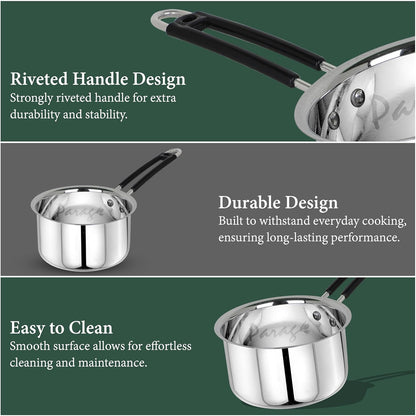 Stainless Steel Saucepan | 1L Heavy Gauge | Silver