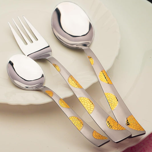 18pc Stainless Steel 24k Gold Cutlery | Moonpress Spoons Forks
