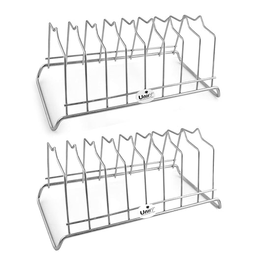 2 Pieces Stainless Steel Plate Rack, Kitchen Utensil Stand, Dish Organizer for Cabinet, Chrome Silver