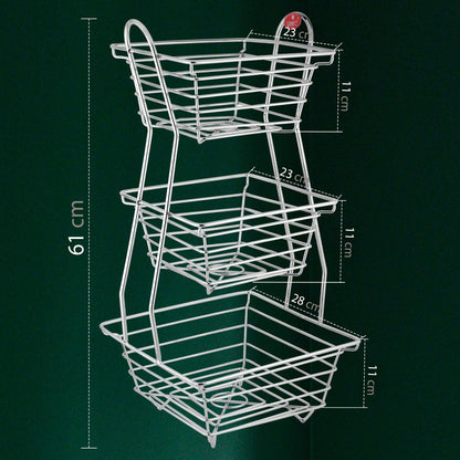 3-Tier Stainless Steel Fruit Basket – Square, Kitchen & Dining Table Stand
