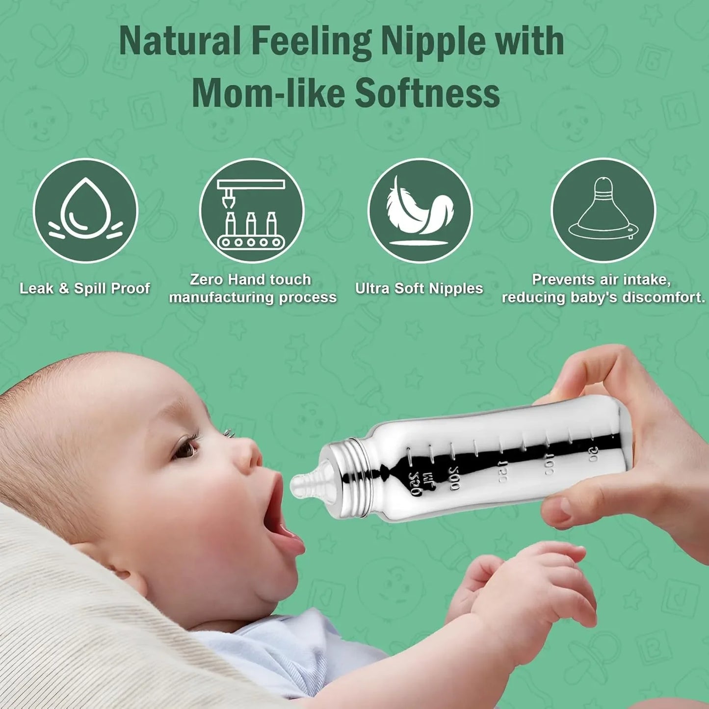 Stainless Steel Baby Feeding Bottle | 250ml BPA FreeCUBIX250ML1 3