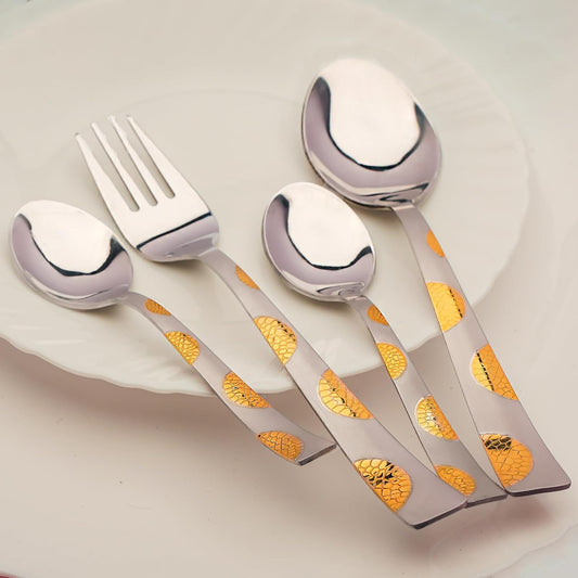 24pc Stainless Steel 24k Gold Cutlery | Spoons Forks | Dining