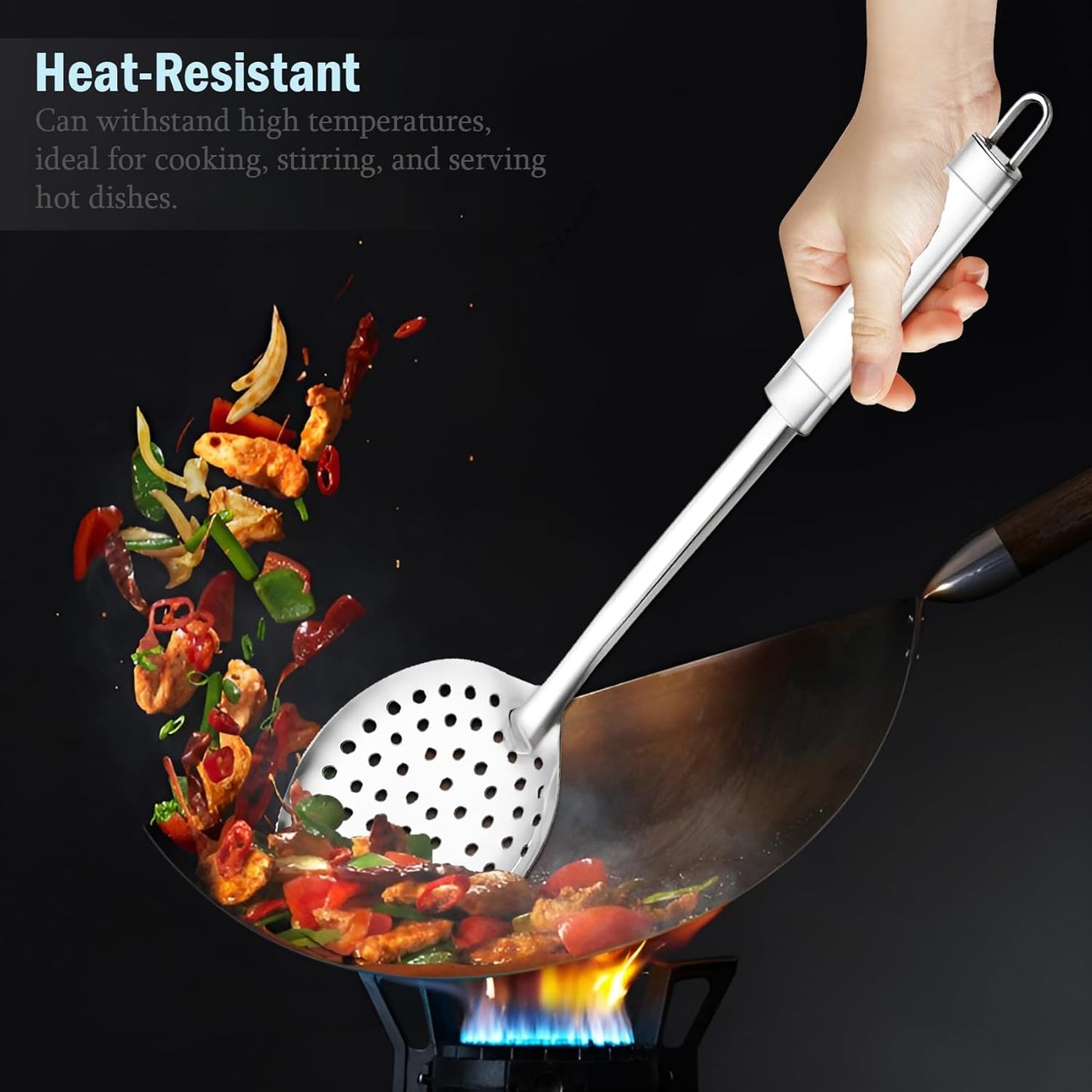 Stainless Steel Kitchen Skimmer | 35.5cm Cooking & Serving Tool - Perfect for Frying & Straining Puris, Nuggets, Rice, Pakodas, Silver Finish1DTPIPESKIMMER1 4