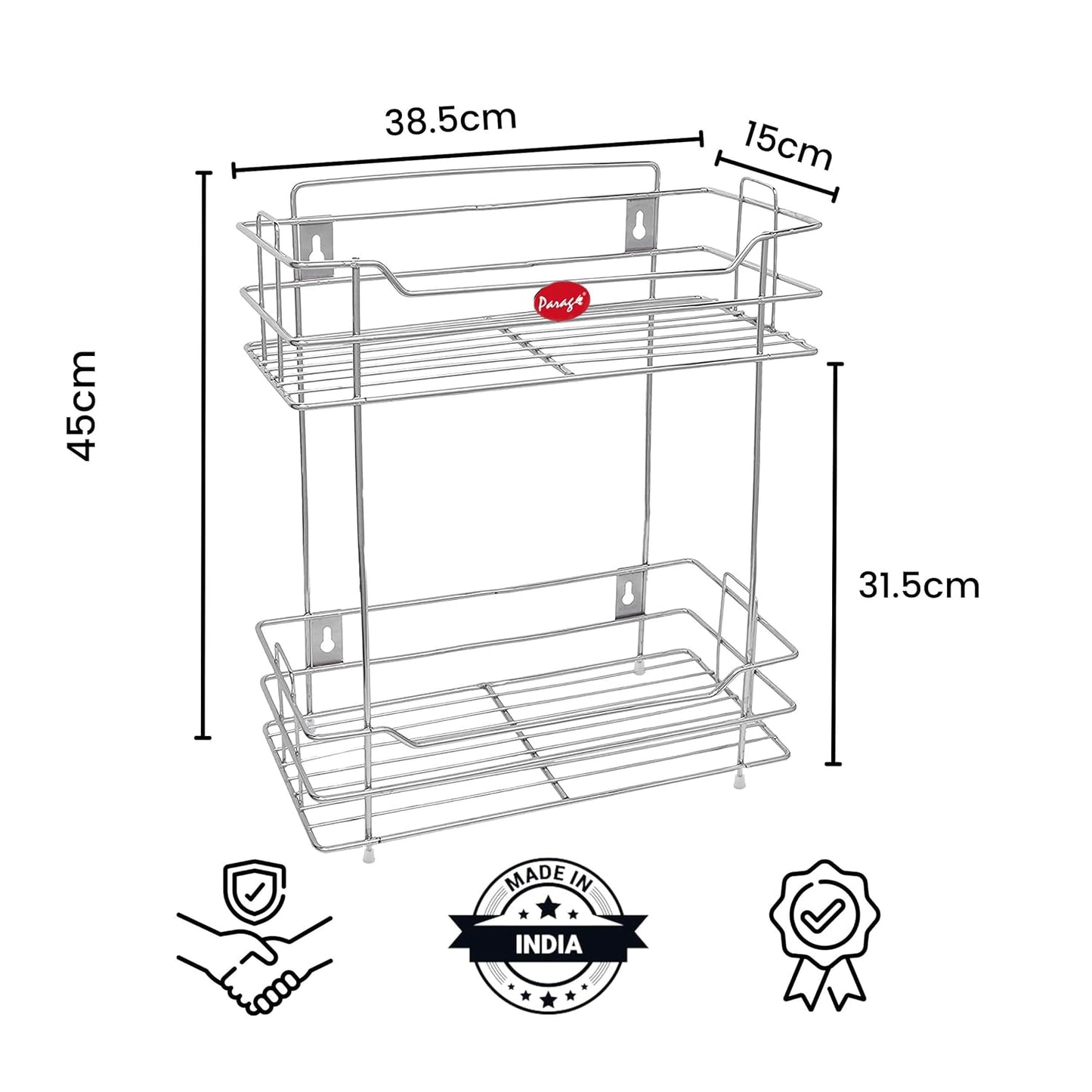 2 Tier Stainless Steel Kitchen Rack | Multipurpose Storage Shelf Silver