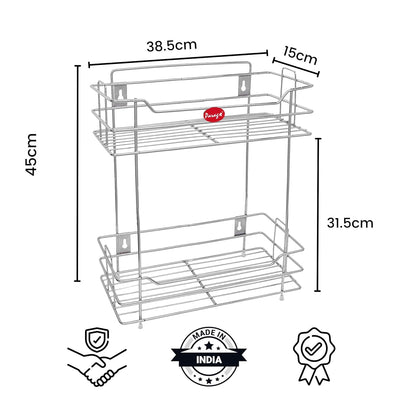 2 Tier Stainless Steel Kitchen Rack | Multipurpose Storage Shelf Silver