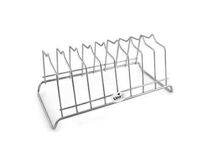 Stainless Steel Plate Rack for Kitchen | 8 Section Utensil & Dish Stand Silver