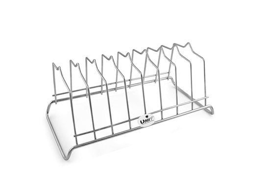 Stainless Steel Plate Rack for Kitchen | 8 Section Utensil & Dish Stand Silver