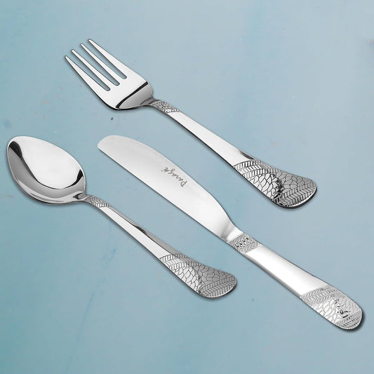 3pc Stainless Steel Knife Fork Spoon | 3mm Imperial | Silver