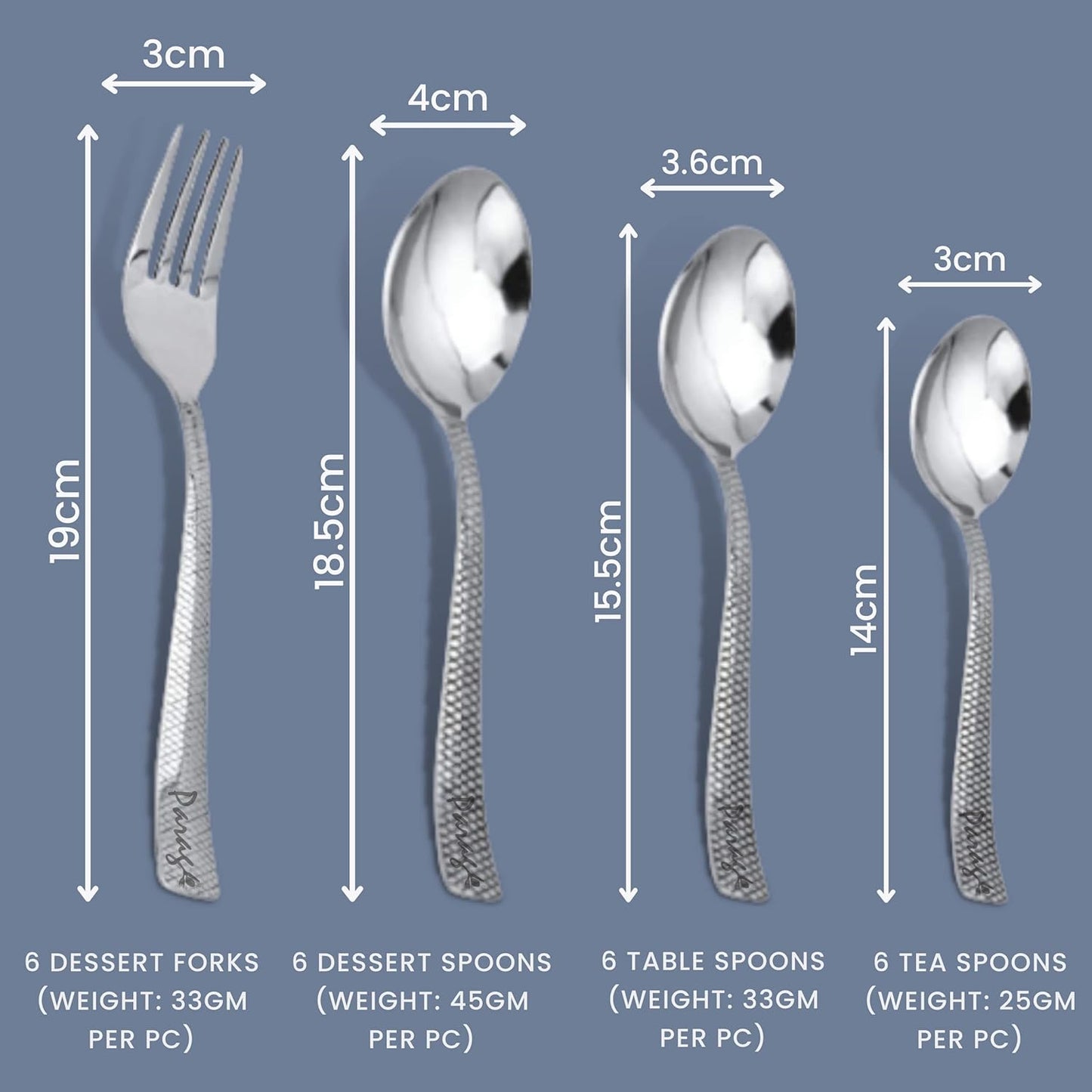 24 Pcs Stainless Steel Cutlery Set for Home & Kitchen | Silver Dining Tableware