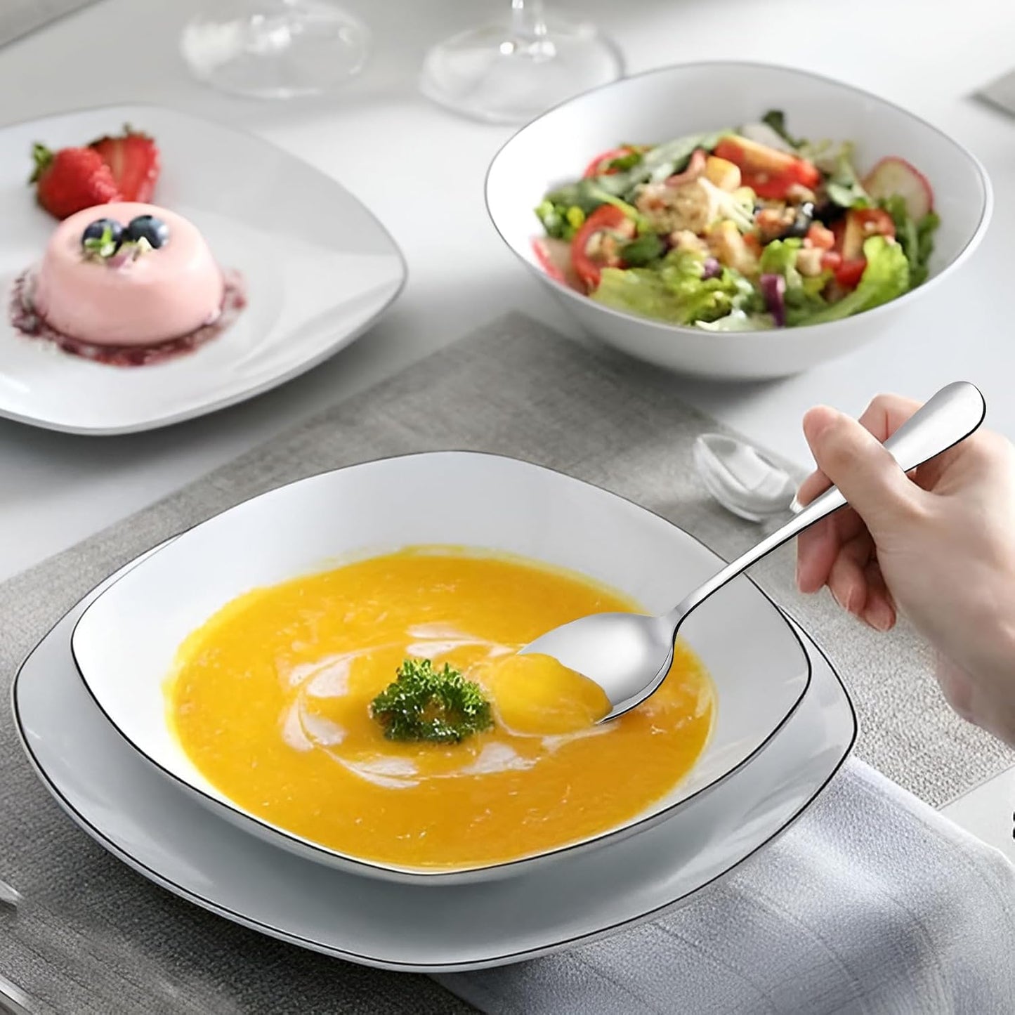 12 Pcs Stainless Steel Table Spoon Set for Tea, Coffee, Sugar & Dining Use