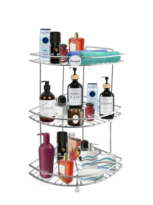 3-Tier Stainless Steel Kitchen Rack – Multipurpose Corner Shelf & Organizer for Kitchen, Vegetable Stand & Storage, 23×23×48 cm