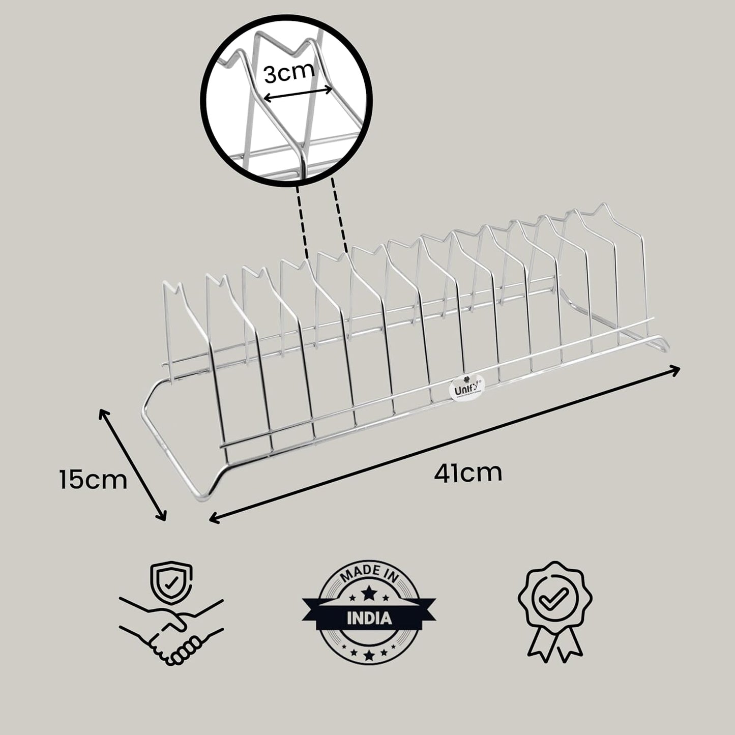 2 Pcs Stainless Steel Countertop Hanging Plate Rack | 12 Section Utensil Stand for Kitchen (Silver)