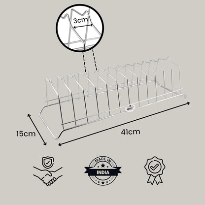 2 Pcs Stainless Steel Countertop Hanging Plate Rack | 12 Section Utensil Stand for Kitchen (Silver)