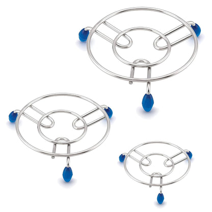 3-Piece Stainless Steel Trivet Set | Hot Pot Mat & Pan Stand | Kitchen & Dining Use (6,7,8 inch)