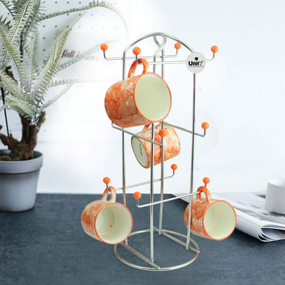 Stainless Steel Cup Stand for 12 Cups | Heavy-Duty Free Standing Holder Silver