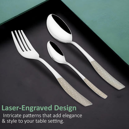 18 Pieces Stainless Steel Premium Cutlery Set – Spoons & Forks, Silver Dazzle Design