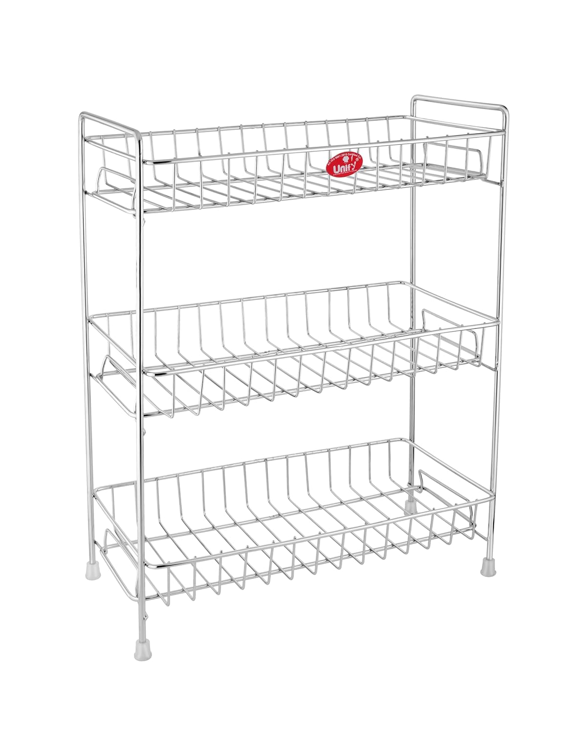 Stainless Steel 3 Tier Kitchen Countertop Spice Rack Organizer with Shelf Liner for Kitchen, Cabinet & Pantry (Rectangle)
