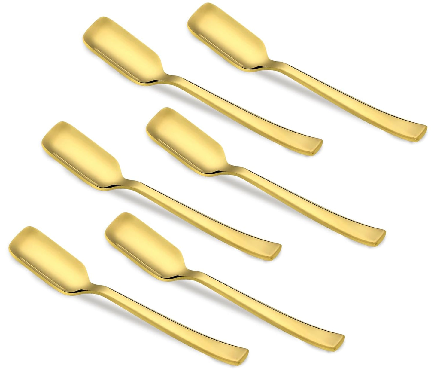 6 Pcs Stainless Steel Gold Ice Cream Spoon Set – Luxury Dining Tableware, 13.5cm, Food Grade, Durable & Stylish, Home & Kitchen Gift