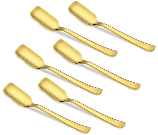 6 Pcs Stainless Steel Gold Ice Cream Spoon Set – Luxury Dining Tableware, 13.5cm, Food Grade, Durable & Stylish, Home & Kitchen Gift