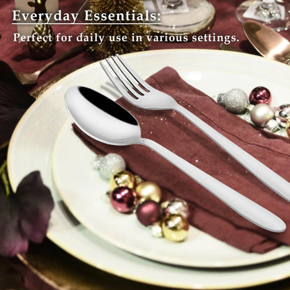 12 Pcs Stainless Steel Spoon & Fork Set | Sigma Design Cutlery Set for Home & Kitchen, Silver