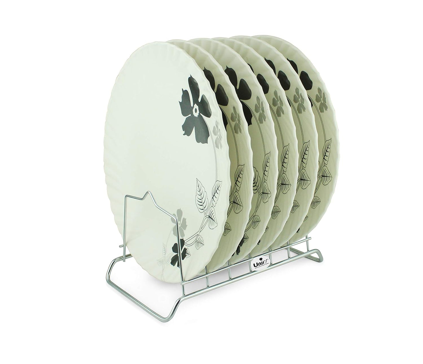 Stainless Steel Plate Rack for Kitchen | 6 Section Utensil & Dish Stand Silver