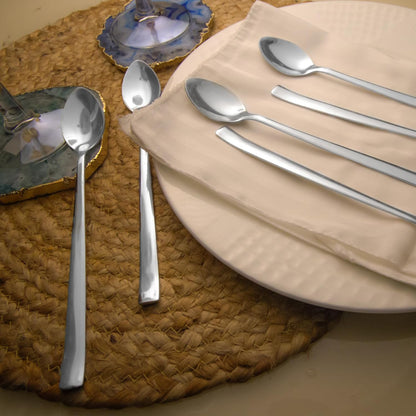 12 Pieces Stainless Steel Soda Spoons | Long Handle Ice Cream & Milkshake Spoon | 20.5 cm, Silver