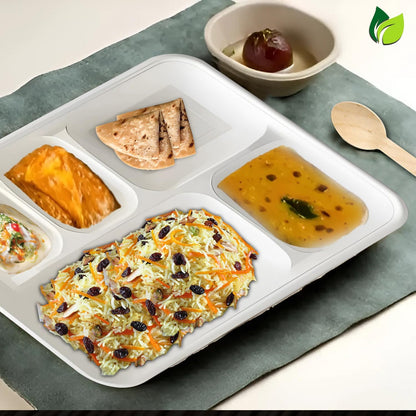 25pc Bagasse Dinnerware Set | 5-Compartment Plates & Bowls