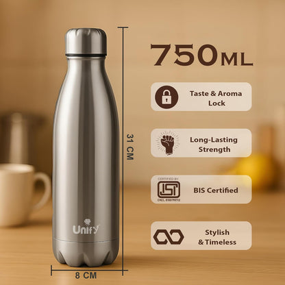 Thermosteel Hot & Cold Water Bottle 750ml | 304 SS Vacuum Flask | 24 Hrs Hot & Cold, Leak & Rust Proof
