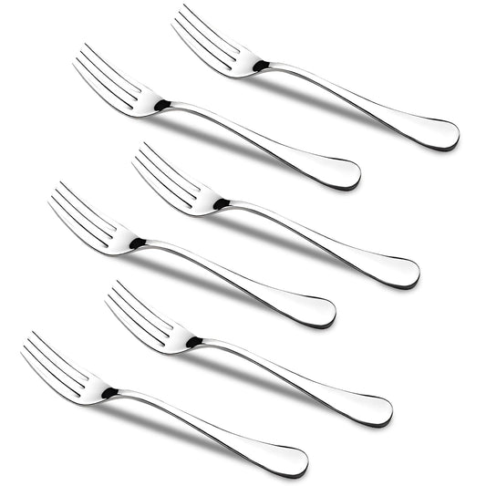 Stainless Steel Forks Set of 6, Fruit Forks for Dining Table, Silver Cutlery, 18.5 cm