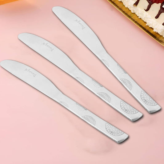 3 Pcs Stainless Steel Premium Butter Knives – 3 mm Thick, Moonpress Design, Luxury Dining Tableware for Home & Kitchen, Jam & Butter Spreader