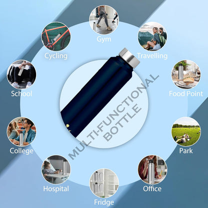 Stainless Steel Water Bottle 1 Litre | Leak-Proof Fridge Bottle for Home, Gym & Travel | 1000 ml, Blue