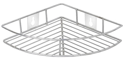 1 Pc Stainless Steel Multipurpose Corner Shelf Rack – Organizer for Kitchen & Bathroom, Wall-Mounted, 23×23×5 cm, Chrome Finish