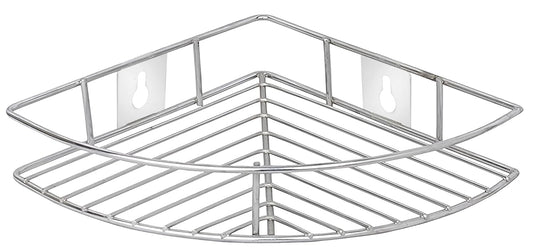 1 Pc Stainless Steel Multipurpose Corner Shelf Rack – Organizer for Kitchen & Bathroom, Wall-Mounted, 23×23×5 cm, Chrome Finish
