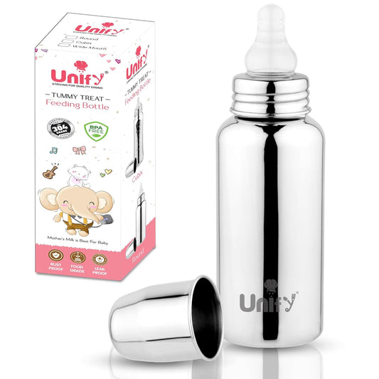 250ml Stainless Steel Baby Feeding Bottle – BPA Free, Anti-Colic, Plastic-Free