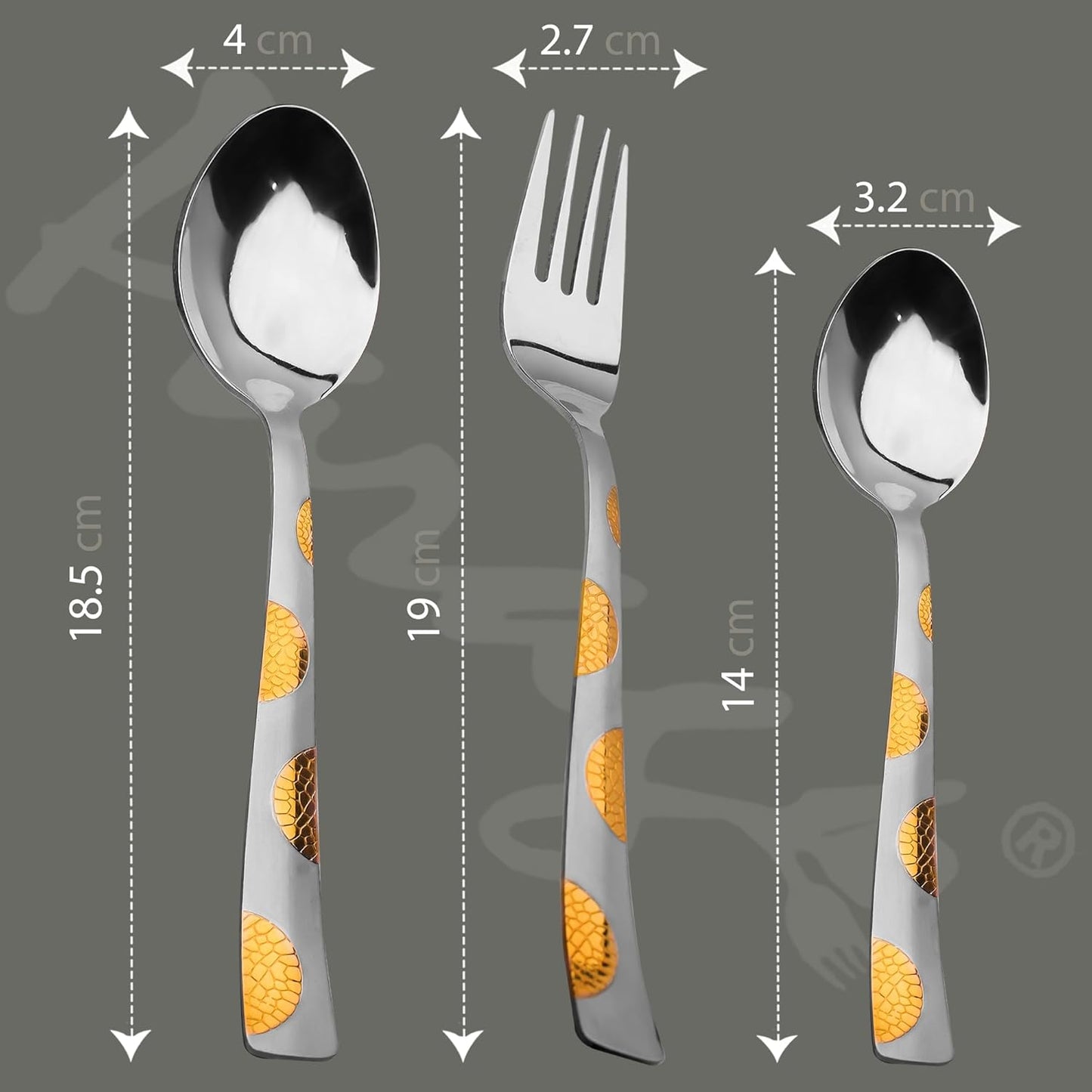 18pc Stainless Steel 24k Gold Cutlery | Moonpress Spoons Forks