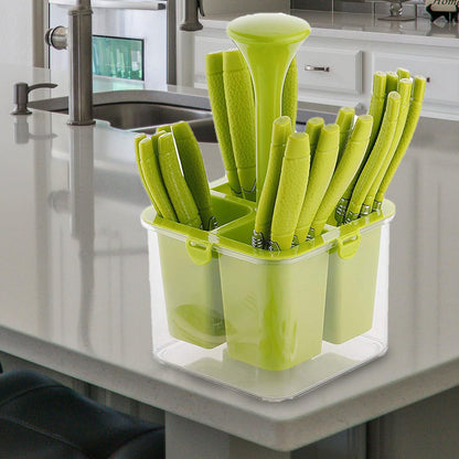 25-Piece Camry Stainless Steel Cutlery Set with Storage Box | Premium Spoons & Forks, Green