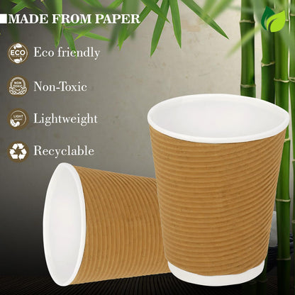 25 Ripple Paper Cups | 250ml Non-Slip | Coffee & Drinks