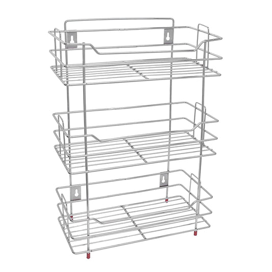 3 Tier Stainless Steel Kitchen Rack | Multipurpose Storage Shelf Silver