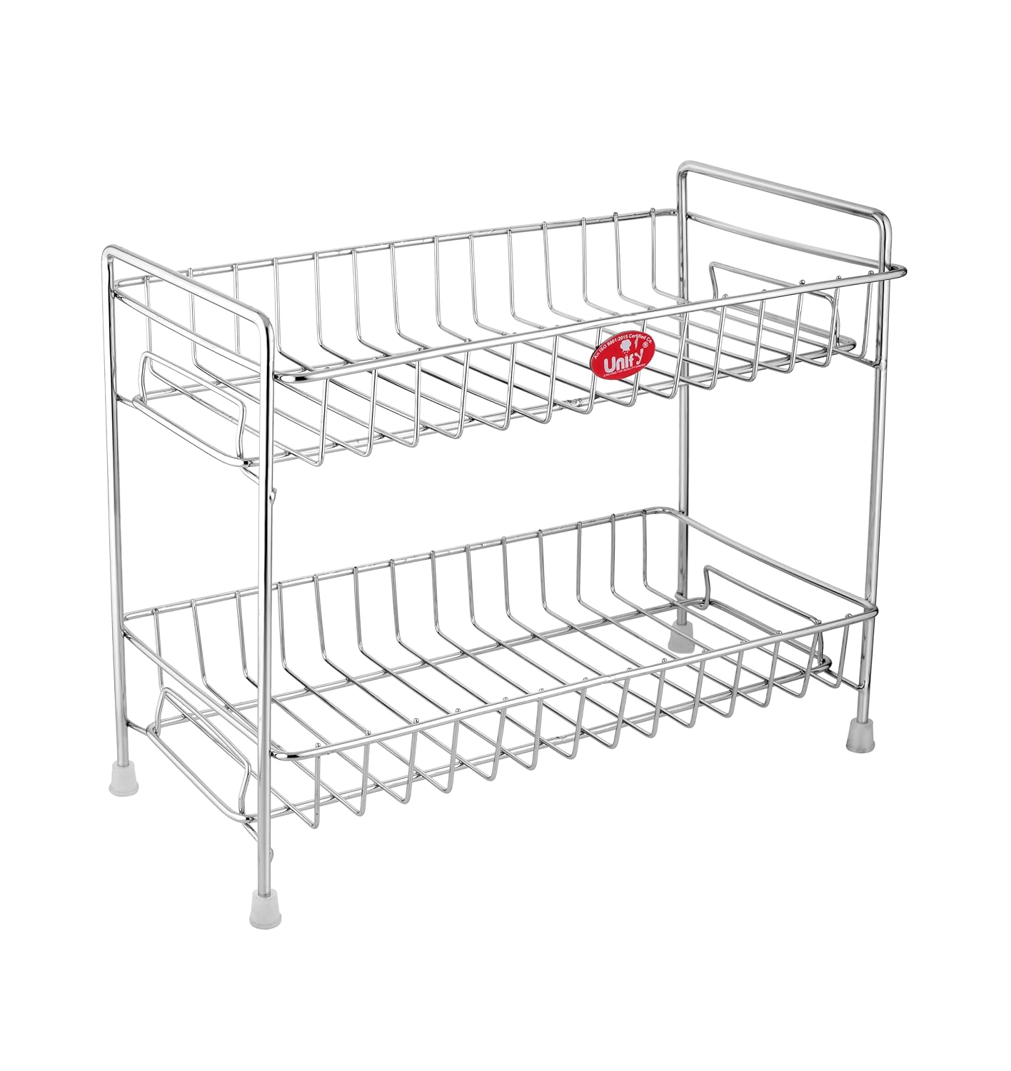 Stainless Steel 2 Tier Kitchen Countertop Spice Rack Organizer with Shelf Liner for Kitchen, Cabinet & Pantry (Rectangle)