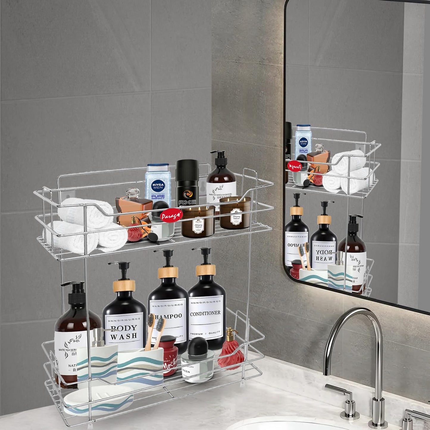 2 Tier Stainless Steel Kitchen Rack | Multipurpose Storage Shelf Silver