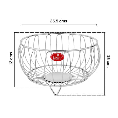 Stainless Steel Fruit Basket for Dining Table – Multipurpose Vegetable & Fruit Bowl, Countertop Stand, Onion Storage, 26x15x12 cm