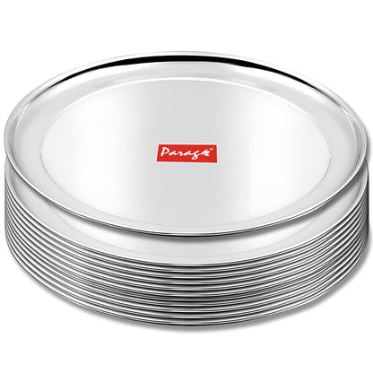 12pc Stainless Steel Raj Bhog Plate | 9in Heavy Gauge | Silver